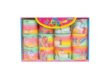 Set 12 Springuri Rainbow cu Unicorni , Jucarie Colorata pentru Copii