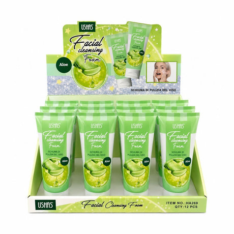 Set 12 Spuma de Curățare pentru Față USHAS Aloe Vera – Curățare Delicată, Hidratare și Calmarea Tenului