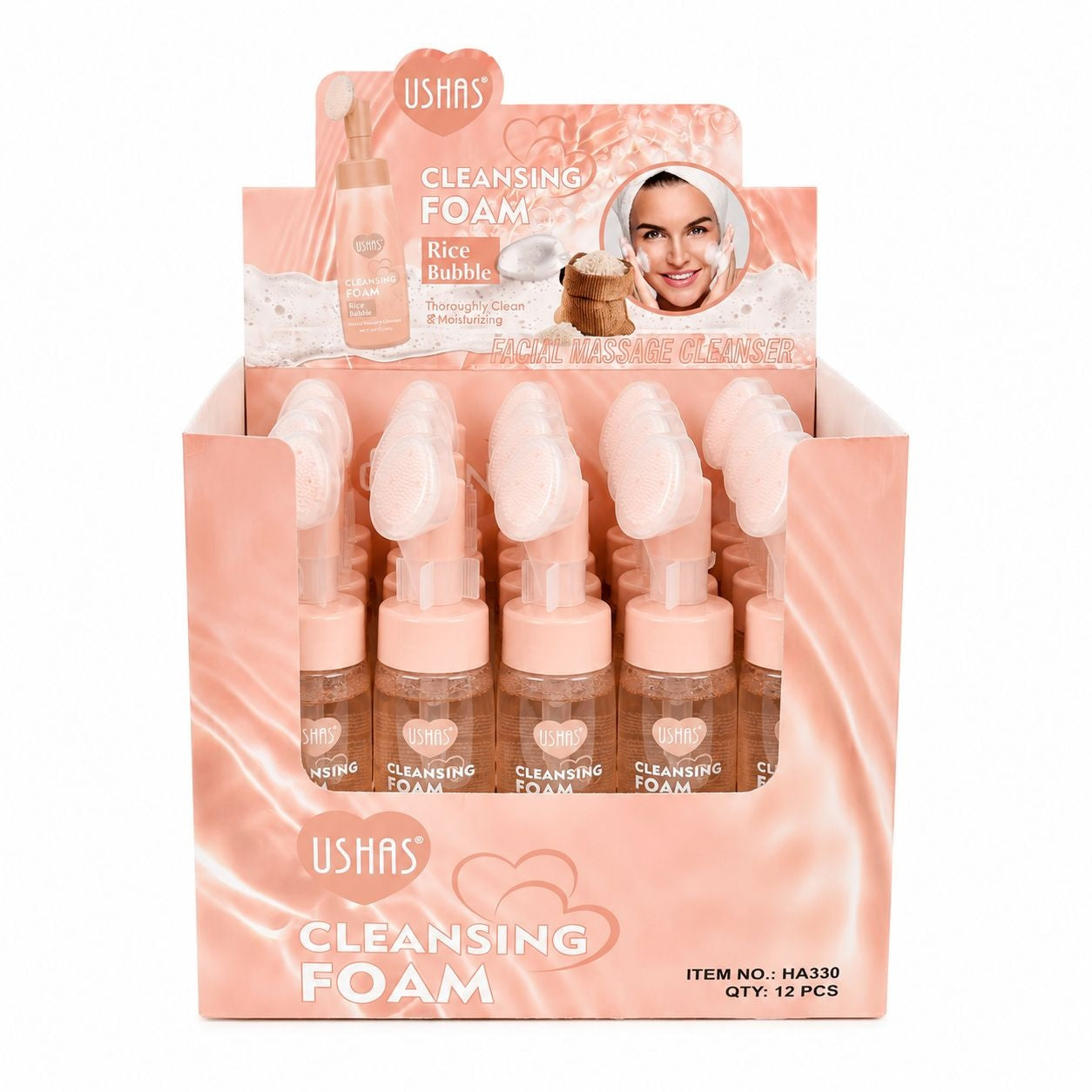 Set 12 Spume de Curățare pentru Față cu Extract de Orez USHAS Rice Bubble, 240g