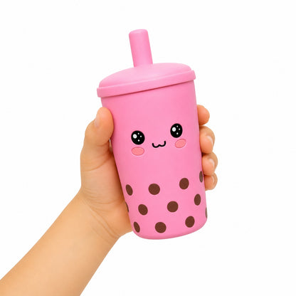 Set 12 Squishy Bubble Tea Antistres, 11 cm – Jucării Moi, Culori Diferite
