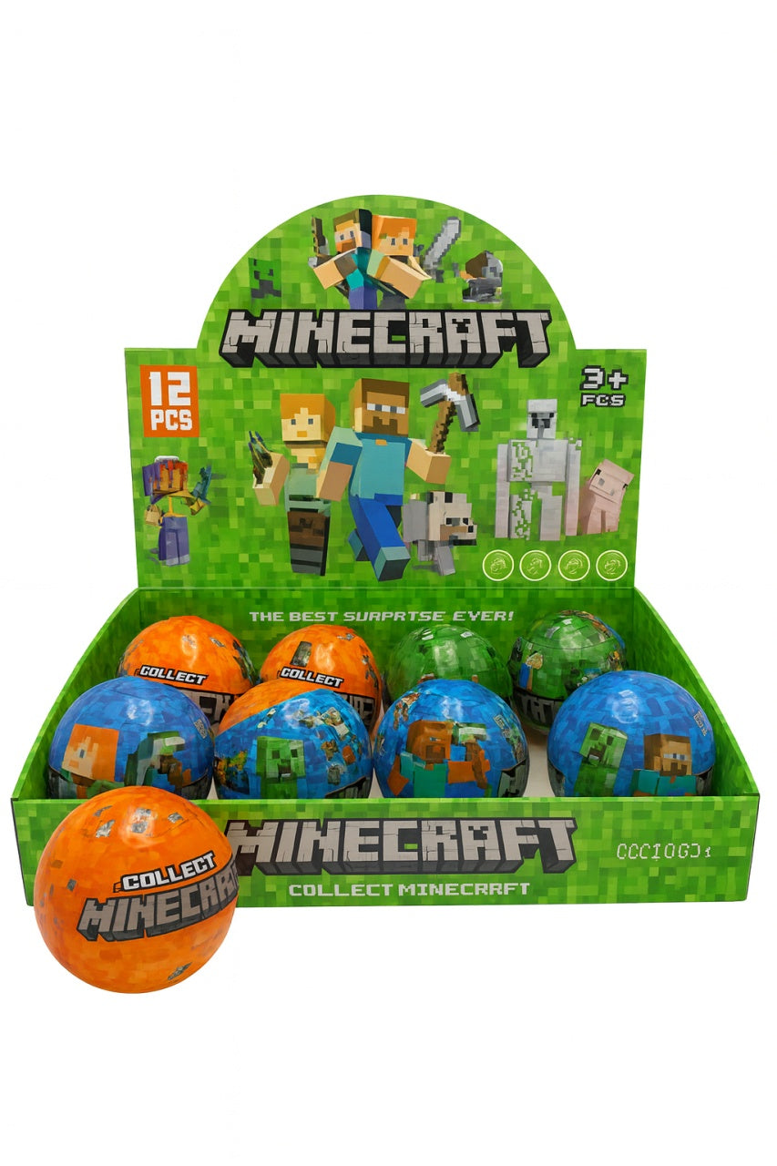 Set 12 Surprise Ball , Bile Surpriza Tematice Pixelate , 3+
