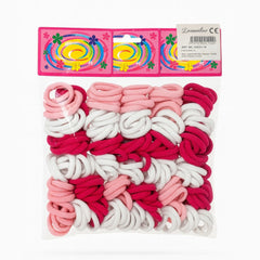 Set 12 x elastice par, 6 elastice pe card, culori roz alb rosu, elastice groase
