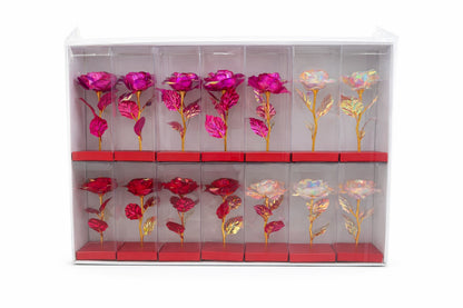 Set 14 flori artificiale cu LED si baterii incluse, ambalaj cadou, multicolor, 20 x 7 cm