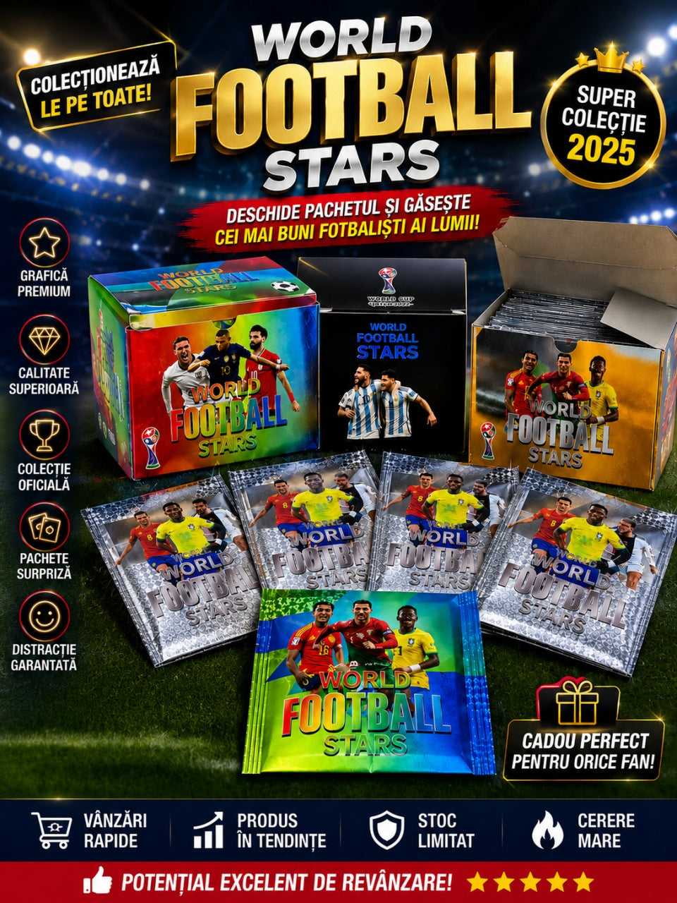 Set 15 pliculete surpriza cu fotbalisti, 4 modele colorate, colectie sport copii