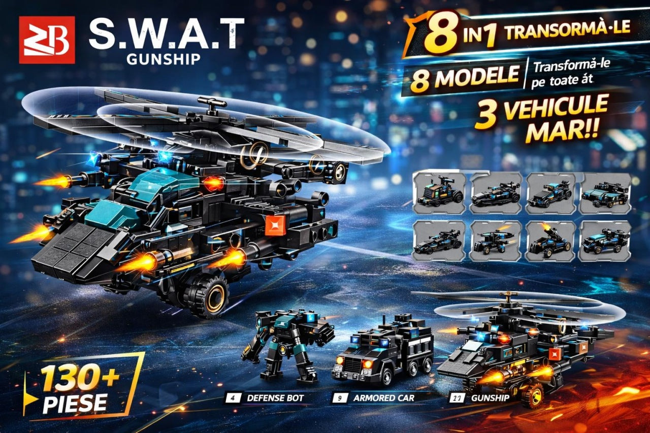 Set 16 jocuri constructie vehicule interventii speciale, modele multiple, copii