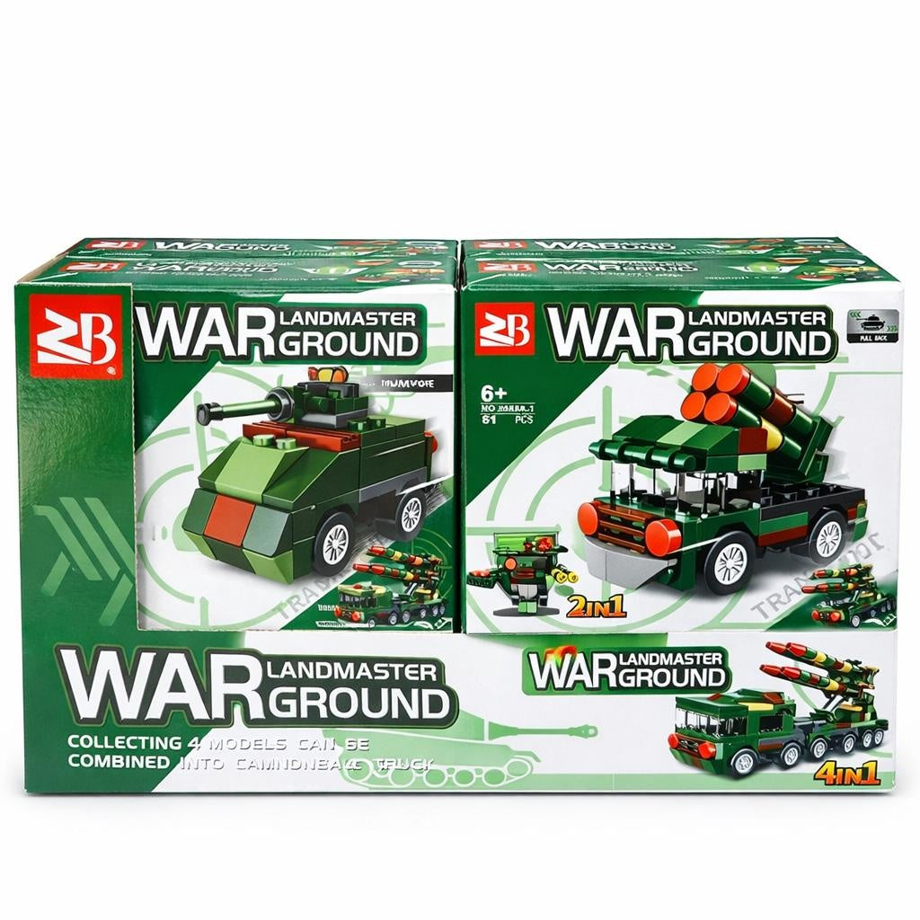 Set 16 jocuri constructie vehicule militare interconectabile, modele multiple, copii