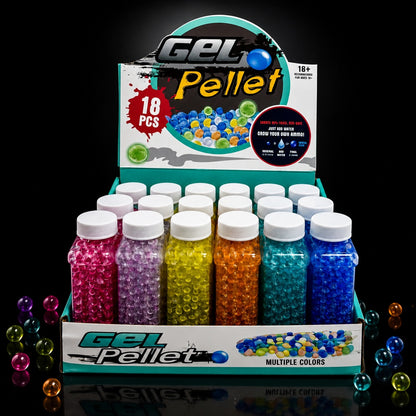 Set 18 recipiente bile gel pentru arme de jucarie, culori multiple, expandabile in apa