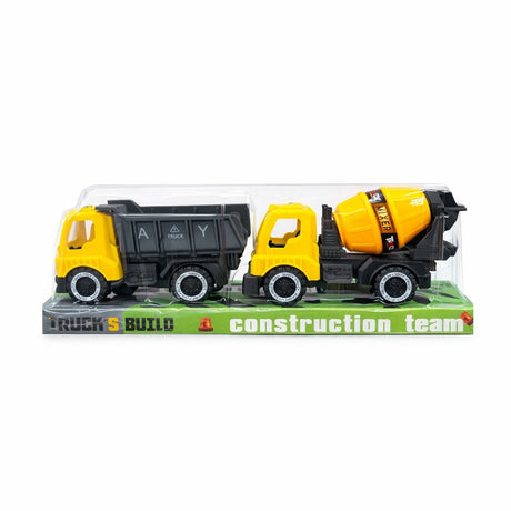 Set 2 camioane constructii copii, basculanta si betoniera, 33x12 cm