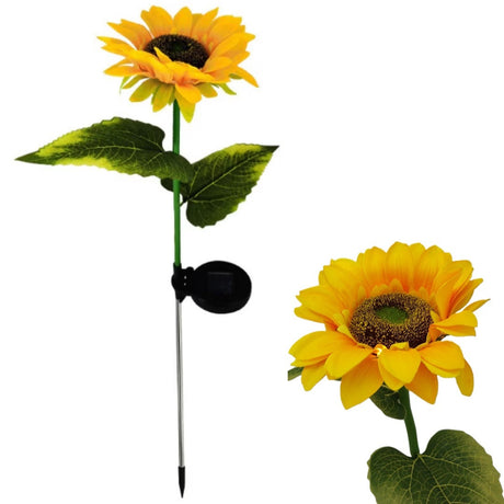 Set 2 Flori Solare Decorativ Grădină, Floarea-Soarelui, Plastic, 40 cm, Galben