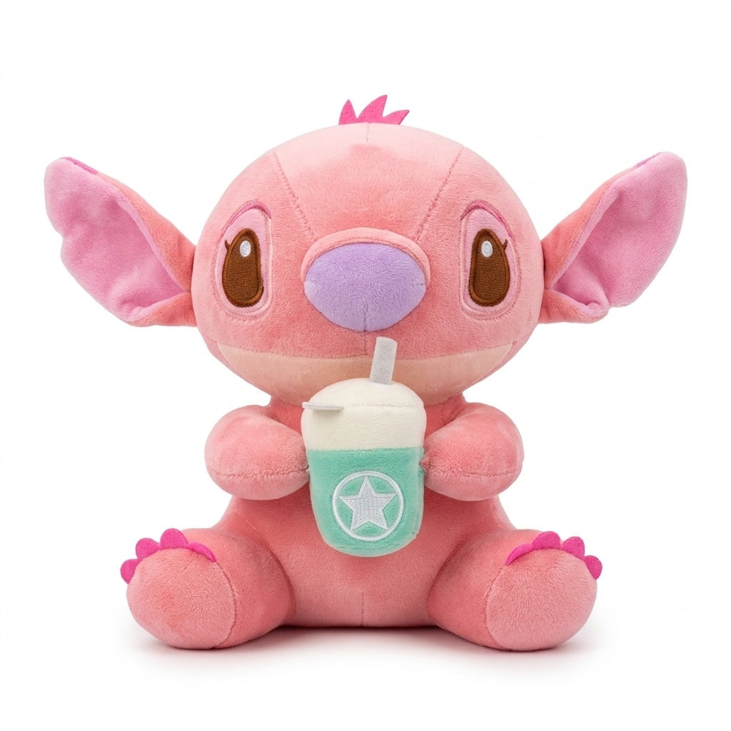 Set 2 jucării de pluș Experiment 626, 22 cm albastru și roz cu bubble tea