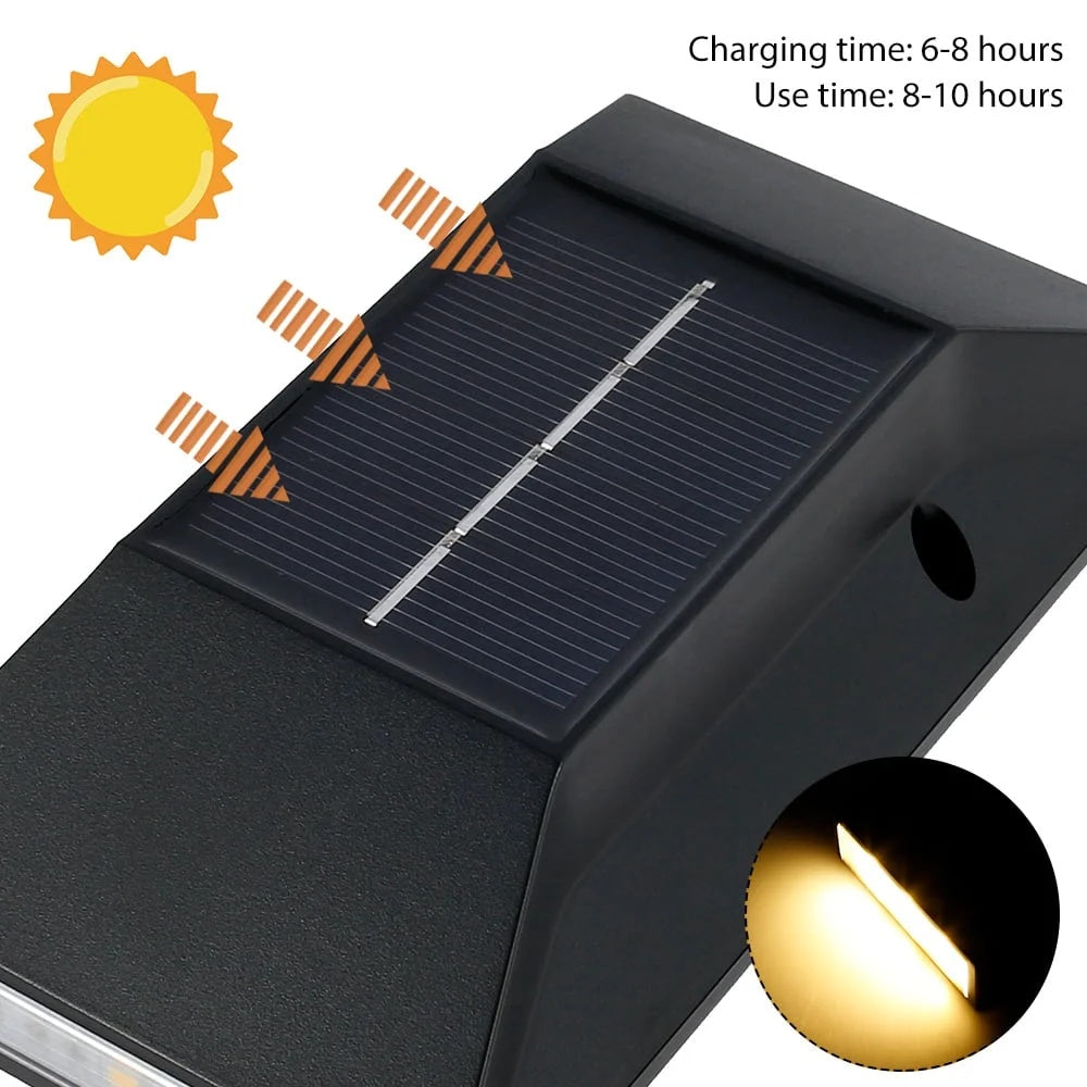 Set 2 Lămpi solare de perete bidirecțională, set 2 bucăți, plastic, gri