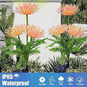 Set 2 Lampi Solare Decorative cu Flori Artificiale, IP65, Rezistente la Intemperii, Multicolore