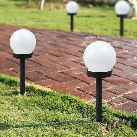 Set 2 Lampi Solare Gradina Glob LED Lumina Calda cu Tarus pentru Alei Curte Exterior