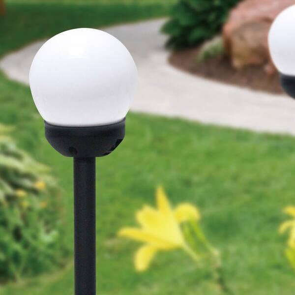 Set 2 Lampi Solare Gradina Glob LED Lumina Calda cu Tarus pentru Alei Curte Exterior