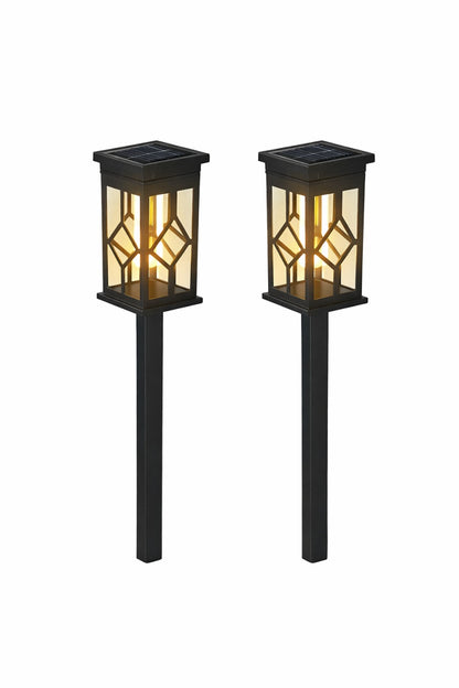 Set 2 Lampi Solare Gradina LED Lumina Calda cu Tarus, Rezistente la Apa, Exterior