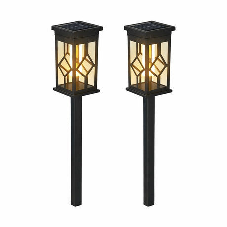 Set 2 Lampi Solare Gradina LED Lumina Calda cu Tarus, Rezistente la Apa, Exterior