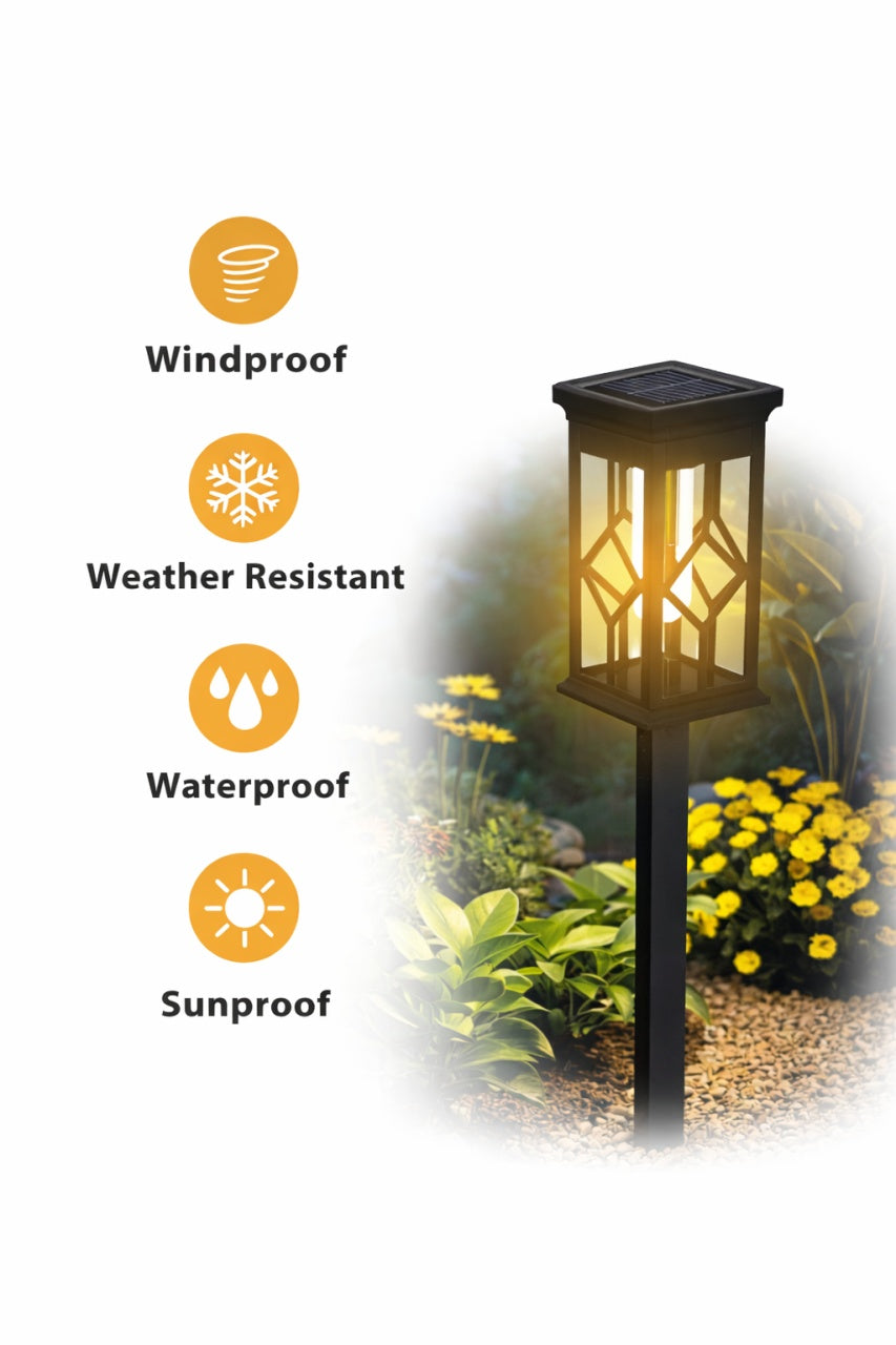 Set 2 Lampi Solare Gradina LED Lumina Calda cu Tarus, Rezistente la Apa, Exterior