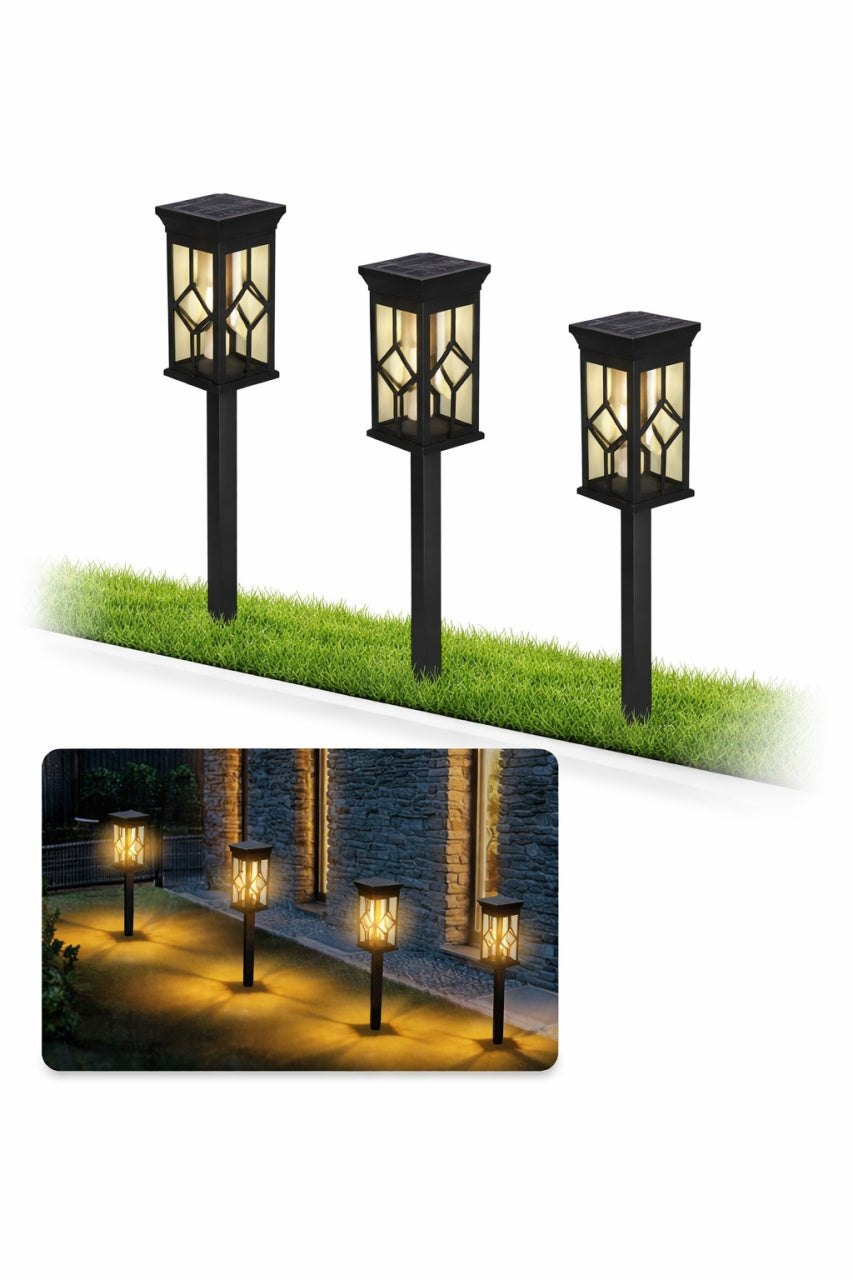 Set 2 Lampi Solare Gradina LED Lumina Calda cu Tarus, Rezistente la Apa, Exterior
