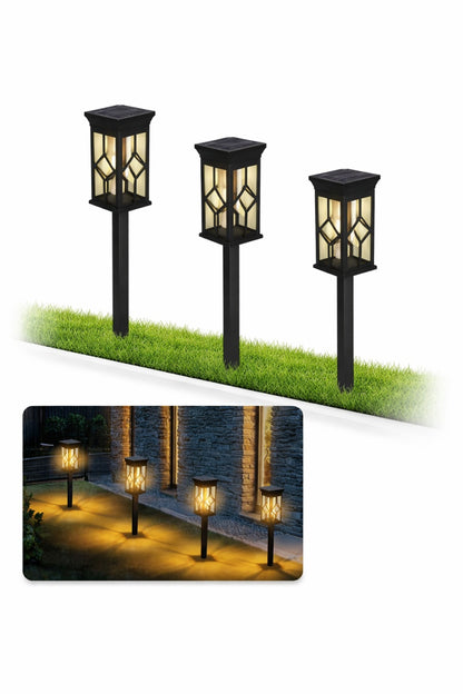 Set 2 Lampi Solare Gradina LED Lumina Calda cu Tarus, Rezistente la Apa, Exterior