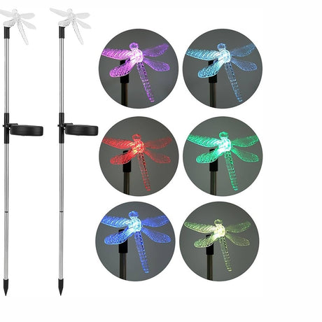 Set 2 Lampi Solare Gradina Libelula LED Multicolor, Iluminare Automata, Decor Exterior