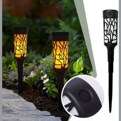 Set 2 Lămpi Solare LED pentru Grădină, Decorative, Plastic, Negru și Galben