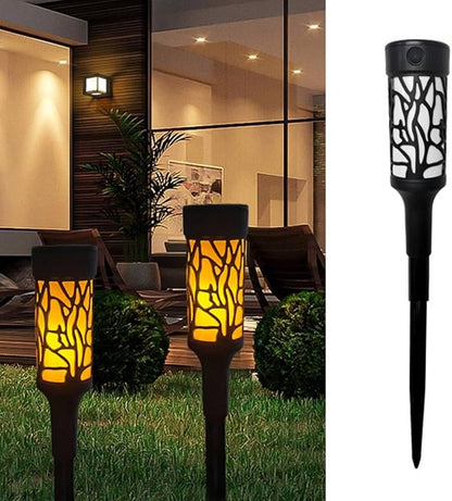 Set 2 Lămpi Solare LED pentru Grădină, Decorative, Plastic, Negru și Galben