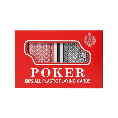 Set 2 Pachete Carti de Joc Poker Premium 100% Plastic, Rosu si Negru