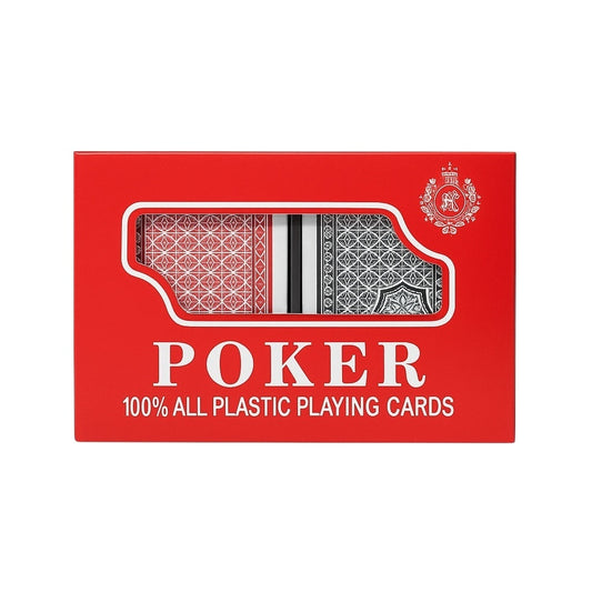 Set 2 Pachete Carti de Joc Poker Premium 100% Plastic, Rosu si Negru