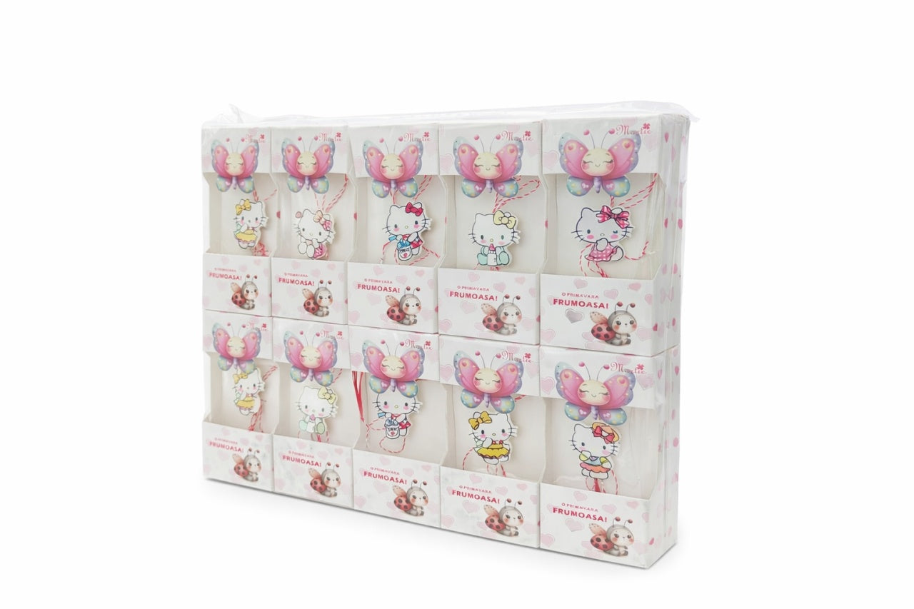 Set 20 Martisoare pentru Copii cu Snur Traditional, Ambalaj Cadou 10x2x5 cm