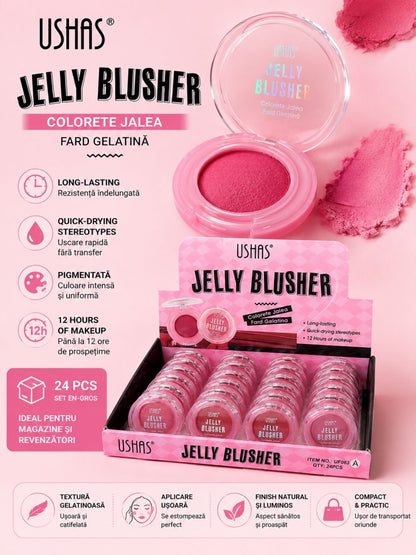 Set 24 Blush Jelly Ushas – Fard de Obraz Gelatină, Efect Natural, Textură Lejeră și Rezistență Îndelungată