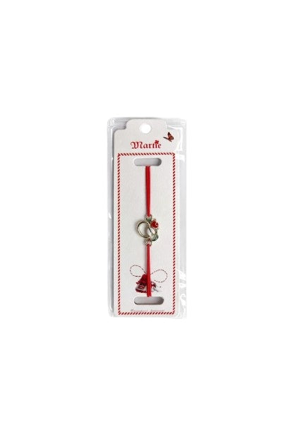 Set 24 bratari martisor 12x3 cm snur rosu cu charm cos festiv, cadou primavara
