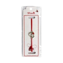 Set 24 bratari martisor 12x3 cm snur rosu cu charm cos festiv, cadou primavara