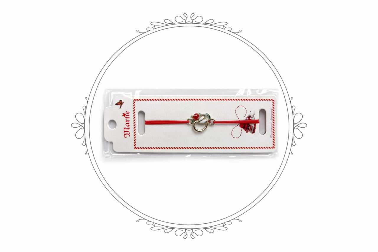 Set 24 bratari martisor 12x3 cm snur rosu cu charm cos festiv, cadou primavara