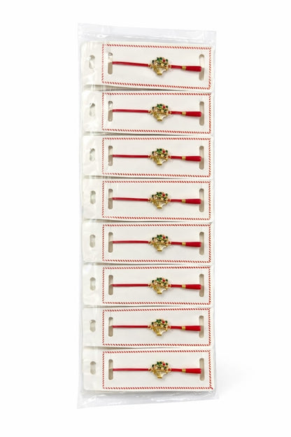 Set 24 bratari martisor 12x3 cm snur rosu cu charm cos festiv, cadou primavara