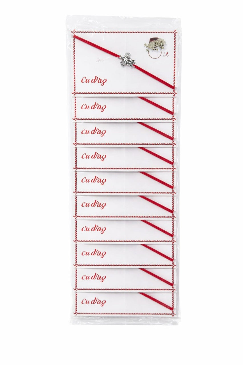Set 24 bratari martisor 8x5 cm snur rosu cu charm broasca testoasa, cadou primavara
