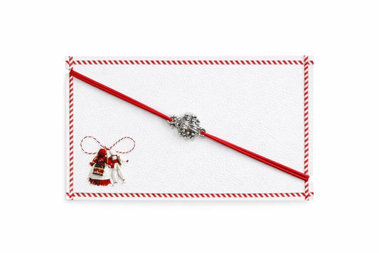 Set 24 bratari martisor 8x5 cm snur rosu cu charm buburuza, cadou primavara