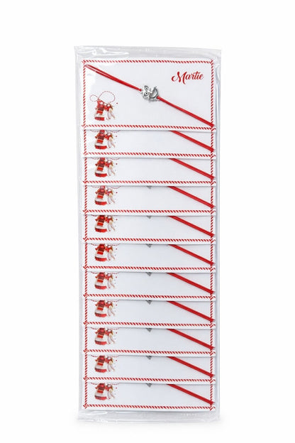 Set 24 bratari martisor 8x5 cm snur rosu cu charm bufnita, cadou primavara
