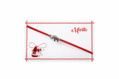 Set 24 bratari martisor 8x5 cm snur rosu cu charm elefant, cadou primavara