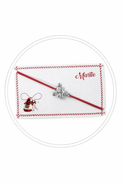 Set 24 bratari martisor 8x5 cm snur rosu cu charm figurina cosar, cadou primavara