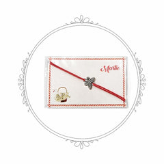 Set 24 bratari martisor 8x5 cm snur rosu cu charm fluture, cadou primavara