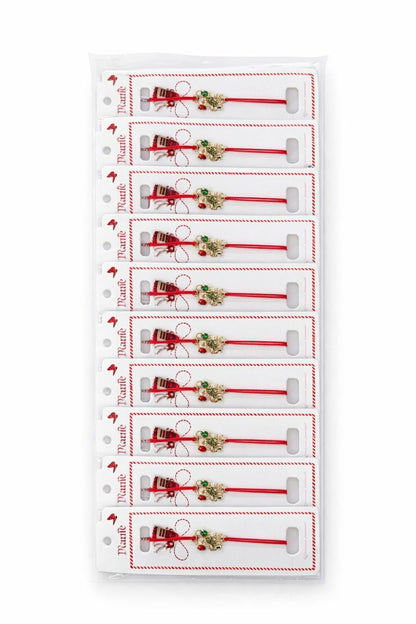 Set 24 Bratari Martisor cu Cosulet Auriu, Ghiocei si Buburuza, Snur Rosu Elastic