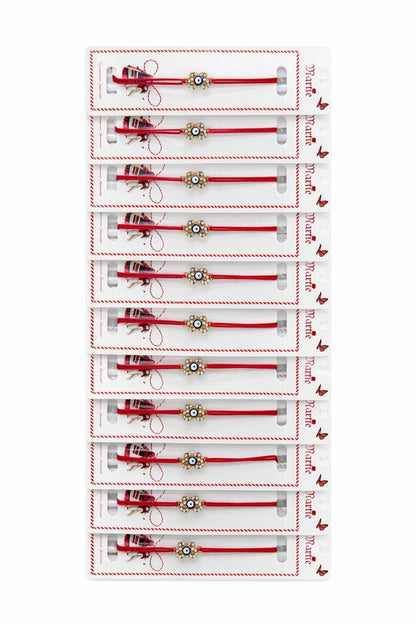 Set 24 Bratari Martisor cu Fluturas Auriu si Talisman Protector, snur rosu elastic