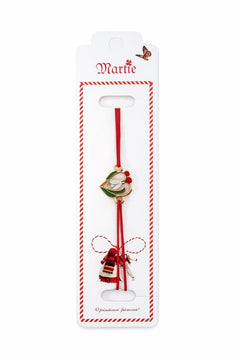 Set 24 Bratari Martisor cu Inimioara si Ghiocel, Snur Rosu Elastic, 12x3 cm