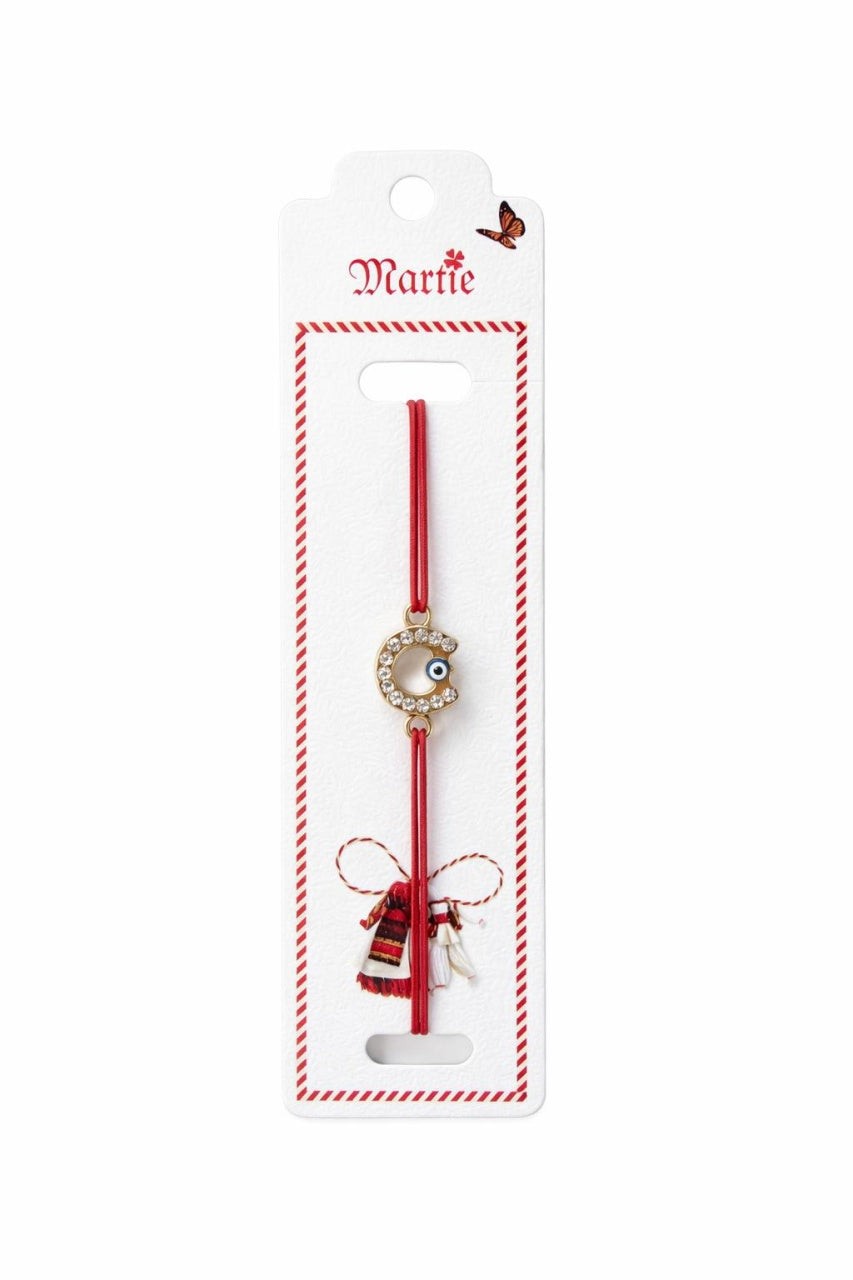 Set 24 Bratari Martisor cu Potcoava Aurie, Strasuri si Talisman Protector, 12x3cm