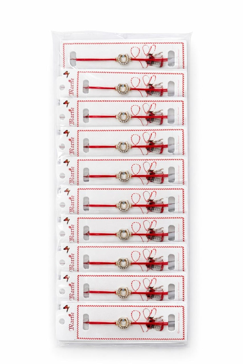 Set 24 Bratari Martisor cu Potcoava Aurie, Strasuri si Talisman Protector, 12x3cm