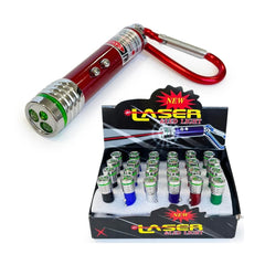 Set 24 brelocuri cu laser si lanterna LED, culori mixte, baterii incluse