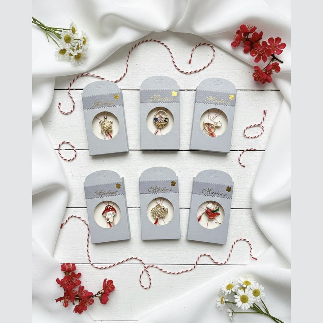 Set 24 Brose Martisor, 11x6 cm, modele mixte, Cadou 1 Martie Femei, Ambalate individual