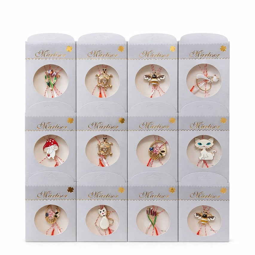 Set 24 Brose Martisor, 11x6 cm, modele mixte, Cadou 1 Martie Femei, Ambalate individual