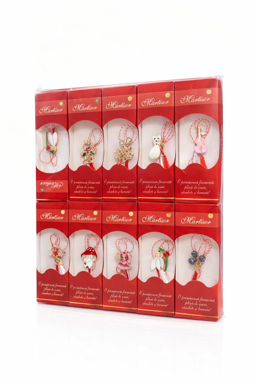Set 24 Brose Martisor, 13x4 cm, modele mixte, Cadou 1 Martie Femei, Ambalate individual