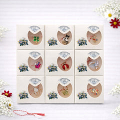 Set 24 brose martisor modele combinate, ambalaj individual elegant, 9x7.5cm